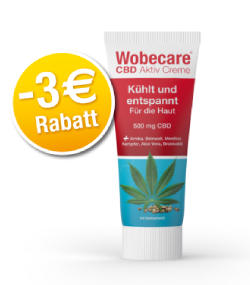 Wobecare® CBD Aktiv Creme 3€ Rabatt