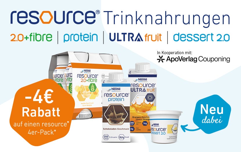 4€ Rabattaktion auf resource® Trinknahrung