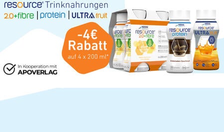 4€ Rabattaktion auf resource® Trinknahrung