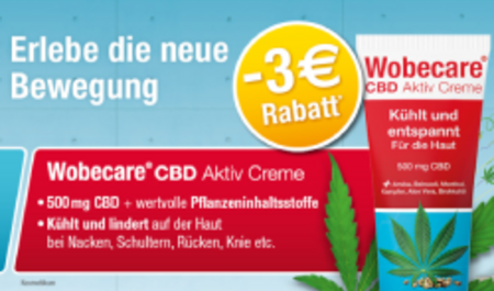 Wobecare® CBD Aktiv Creme: 3€ Rabatt-Aktion 