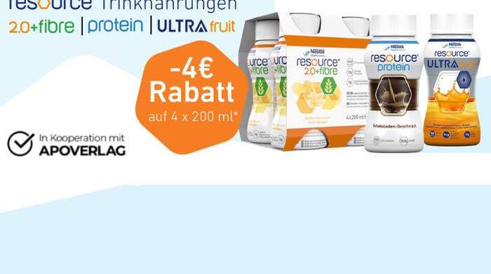 4€ Rabattaktion auf resource® Trinknahrung